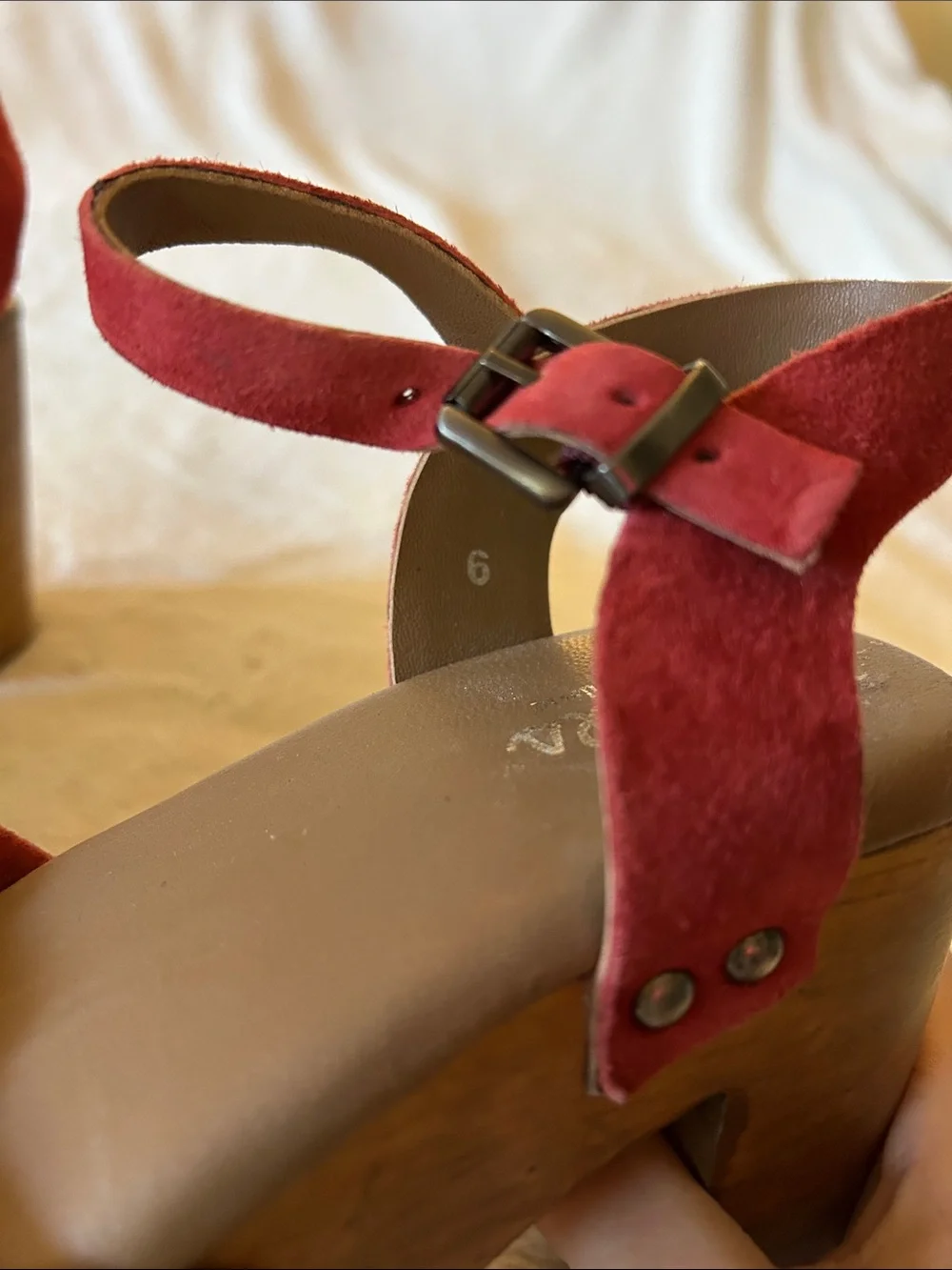 NWOB Charles David Red Suede Knot-Front Platform Sandals